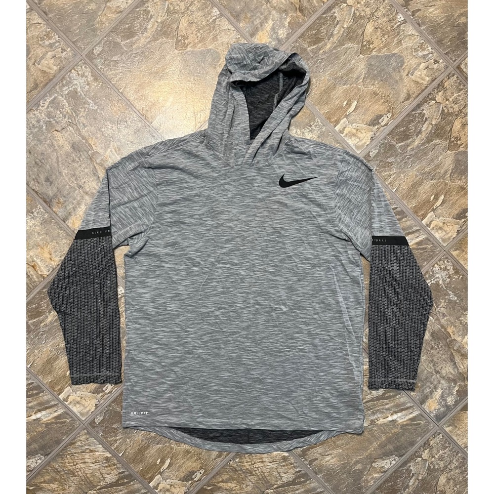 Nike Football Hoodie Men Large Gray Dri-FIT Training Shirt 907622-063